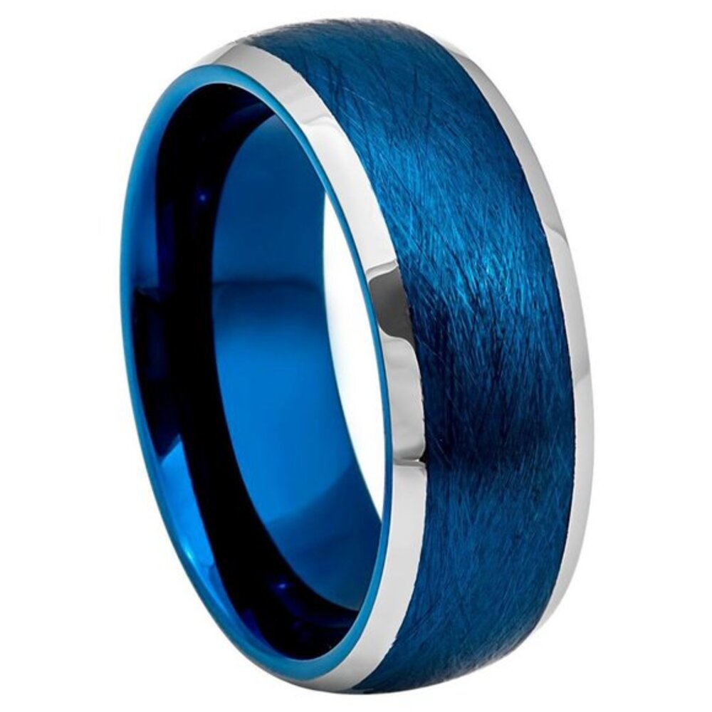 New 8mm Domed Blue Tungsten Ring Wedding Band size 11